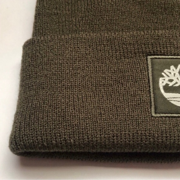 New Men’s Hat Timberland Winter Hat Mens Olive Green Cuffed Knit Beanie Hat - Picture 8 of 10